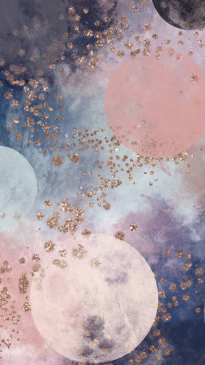Marble Pink With Moon Design Wallpaper