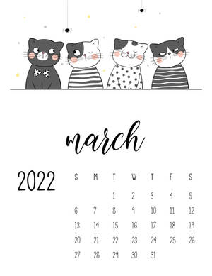 March 2022 Cat Calendar Wallpaper