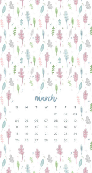 March Calendar In Portrait Wallpaper