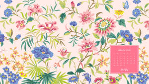 March Calendar With Floral Design Wallpaper