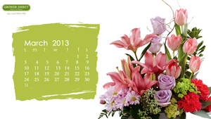 March Real Floral Calendar Wallpaper