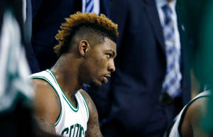 Marcus Smart Seriously Observes During Game Wallpaper