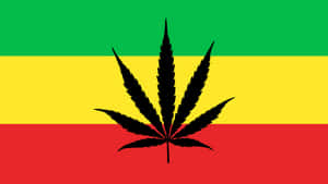 Marijuana Leaf On Rasta Flag Wallpaper