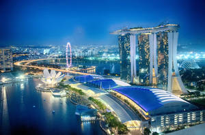 Marina Bay Sands Big Building Night Wallpaper