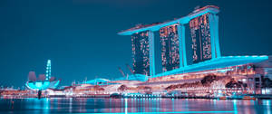 Marina Bay Sands Blue Glow Wallpaper