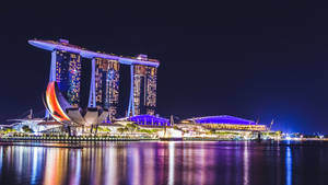 Marina Bay Sands Night Glowing Lights Wallpaper