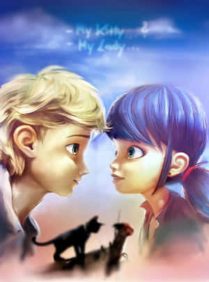 Marinette And Adrien, Fostering Friendship And Teamwork Wallpaper