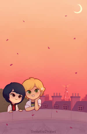 Marinette And Adrien - Miraculous Adventure Awaits Wallpaper
