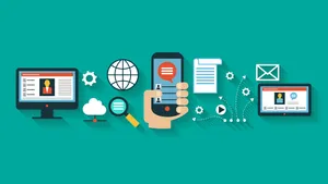 Marketing Concept Aqua Blue Wallpaper