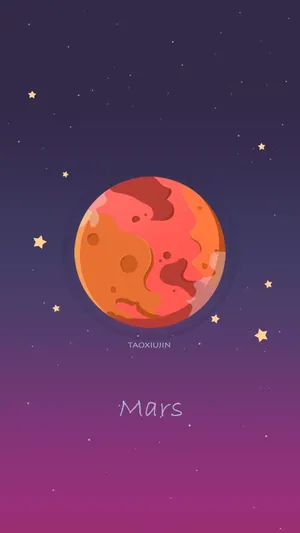 Mars Planet In The Sky With Stars Wallpaper