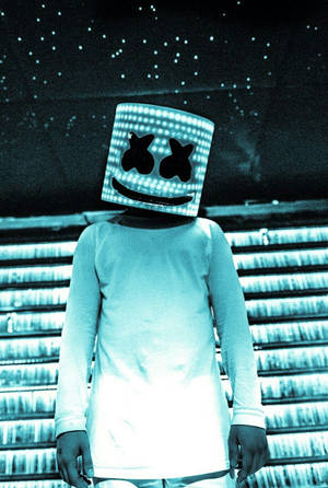 Marshmallow Dj Monochrome Blue Outfit Wallpaper