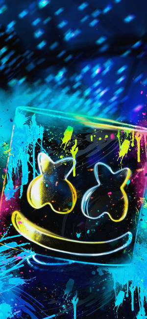 Marshmallow Dj Painted Neon Mask Wallpaper