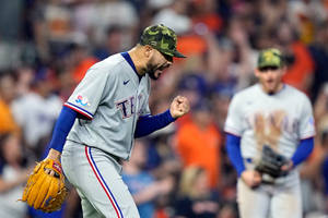 Martin Perez Cheering With Fist Pump Wallpaper