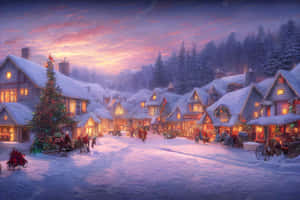 Marvel At The Beautiful Christmas Village! Wallpaper