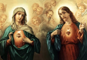 Mary And Jesus Hearts Wallpaper
