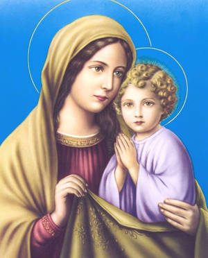 Mary And Jesus Holding Wallpaper
