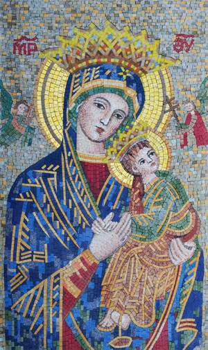 Mary And Jesus Mosaic Stone Wallpaper