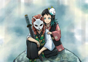 Masked Sabito And Makomo Wallpaper