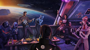 Mass Effect 3 Squad Partying At Citadel Wallpaper
