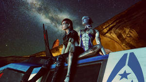 Mass Effect Miranda And Liara Stargazing Wallpaper