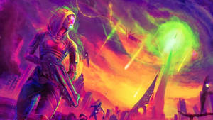 Mass Effect Tali Neon Aesthetic Wallpaper