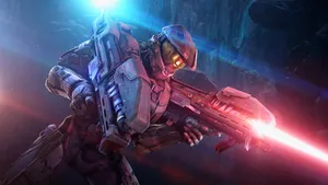 Master Chief Spartan Firing Laser Wallpaper