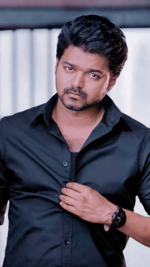 Master Vijay Hd Black Polo Wallpaper