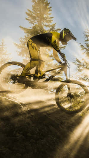 Mastering The Ramp: An Athlete Cruising On A Bmx Bike Wallpaper