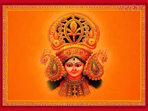 Mataji Orange Red Background Wallpaper
