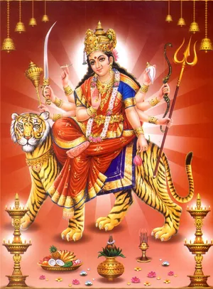 Mataji Red Background Wallpaper
