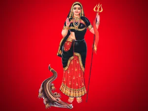 Mataji Red Crocodile Art Wallpaper