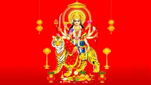 Mataji Yellow Red Art Wallpaper