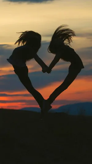 Matching Bff Heart Jump Wallpaper