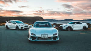 Mazda Rx 7 With Ocean View Landscape Wallpaper