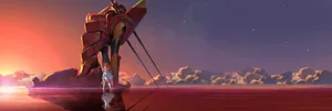 Mecha Sunset Standoff Wallpaper