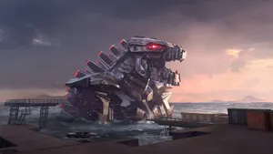 Mechagodzilla 2021 Emerging From Water Wallpaper