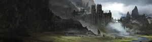 Medieval Field Mountain Castle Wallpaper