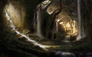 Medieval Hidden Castle Forest Wallpaper