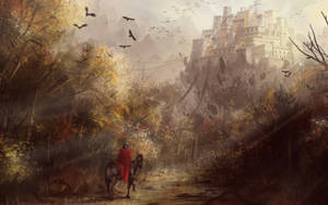 Medieval Knight Castle Trees Wallpaper