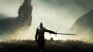 Medieval Knight Holding Sword Wallpaper