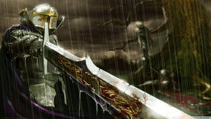 Medieval Knight Sword Rain Wallpaper
