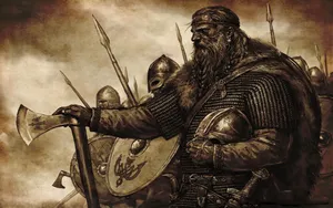 Medieval Vikings Sepia Art Wallpaper