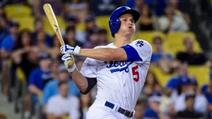 Medium Shot Of Corey Seager Holding Bat Wallpaper