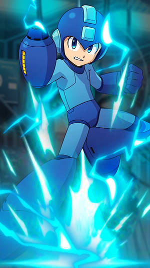 Mega Man With Blue Lightning Wallpaper