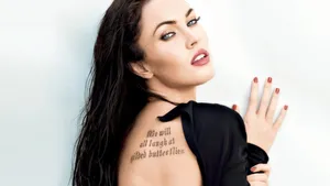 Megan Fox Back Tattoo Headshot Wallpaper