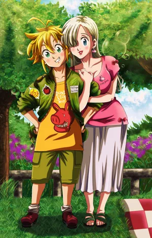Meliodas With Elizabeth Liones Wallpaper