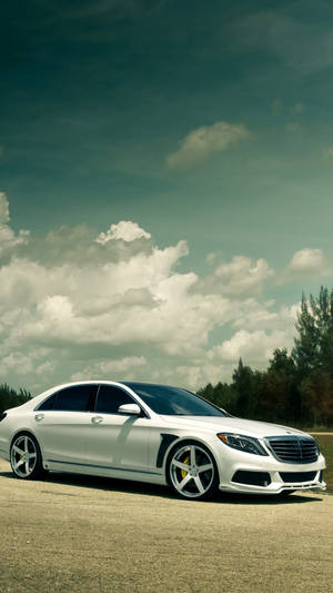 Mercedes Benz White Coupe Iphone Wallpaper
