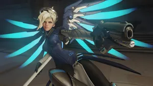 Mercy And Her Caduceus Blaster Wallpaper
