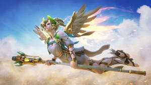 Mercy Flying Above The Clouds Wallpaper