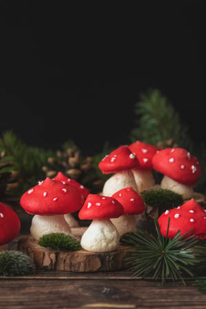 Meringue Based On Cute Mushrooms Wallpaper